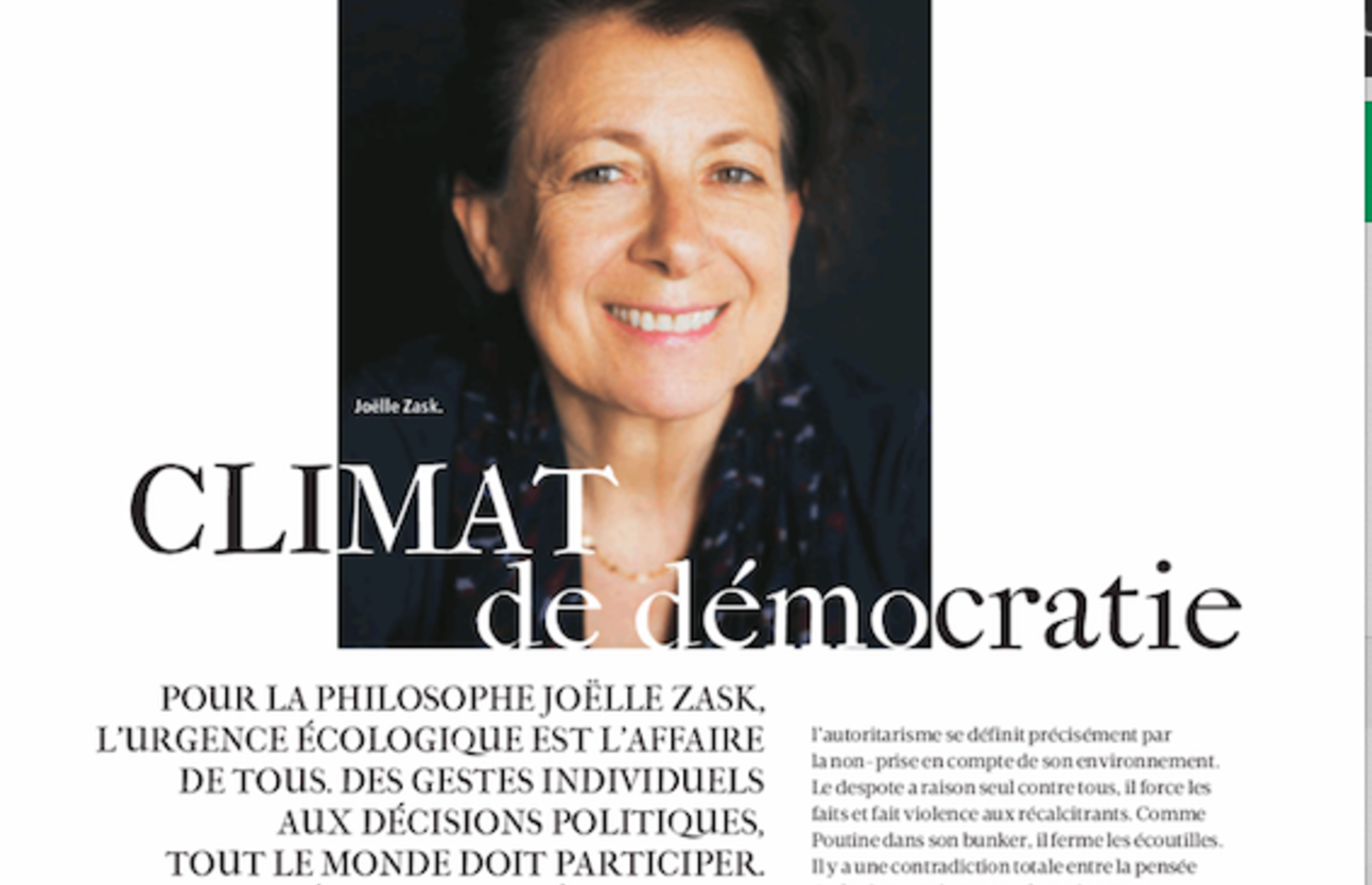 Grand entretien avec Joëlle Zask dans Madame Figaro