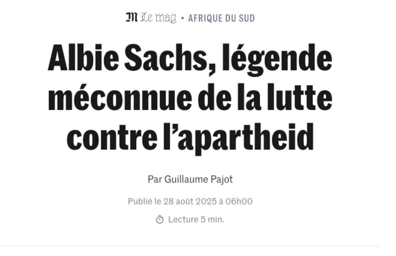Portrait d’Albie Sachs dans M Le Monde