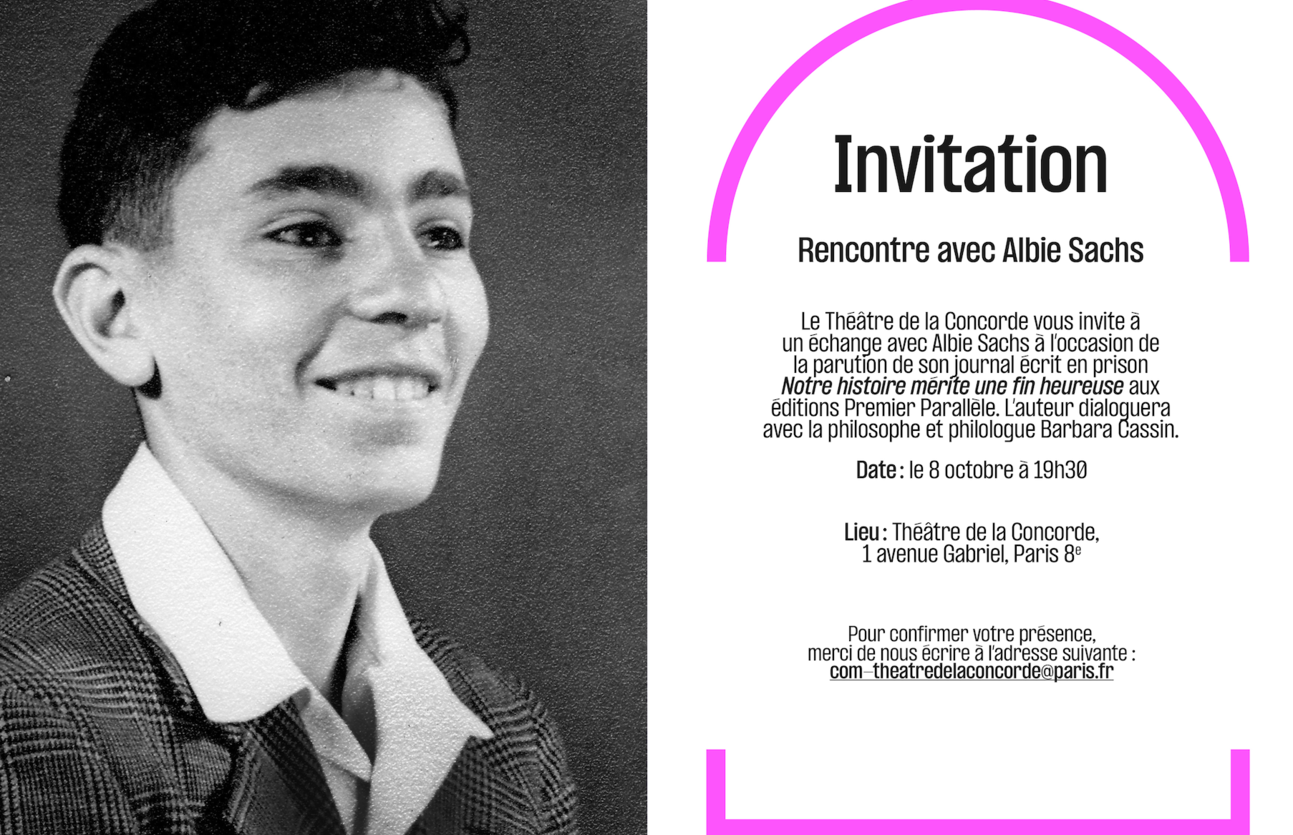 Rencontre exceptionnelle avec Albie Sachs au Théâtre de la Concorde