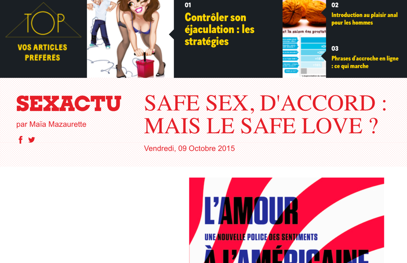 Dans GQ : ’Safe sex, d’accord, mais le safe love ?’